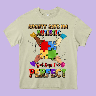 Society Says I'm Autistic God Says I'm Perfect Heavy Core Tee Designed By Jahusdesignshop