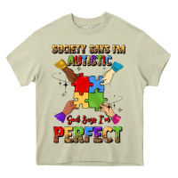 Mossy society says i'm autistic god says i'm perfect Heavy Core Tee - JahusDesignShop