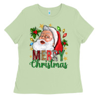 Merry Christmas With Santa Ladies Tee | Teevron
