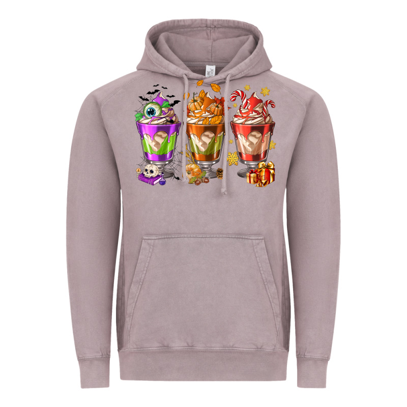 Hallothanksmas Coffee Cups Vintage Hoodie by NancyCooperArtShop | Teevron