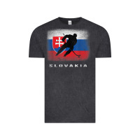 Vintage Black Slovakia Ice Hockey Slovak Flag Vintage Tee - InspiraDesign
