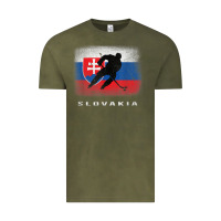 Vintage Olive Slovakia Ice Hockey Slovak Flag Vintage Tee - InspiraDesign
