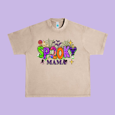 Halloween Spooky Mama Urban Heavy Tee Designed By Texasbilliewilder