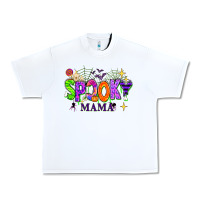 White Halloween Spooky Mama Urban Heavy Tee - texasbilliewilder