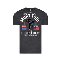 Vintage Black thailand american flag muay thai boxing train hard repeat t shirt Vintage Tee - InspiraDesign