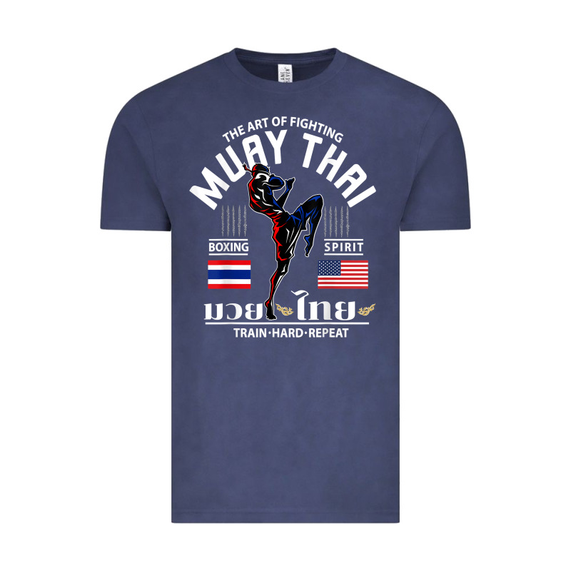 Thailand American Flag Muay Thai Boxing Train Hard Repeat T Shirt Vintage Tee by InspiraDesign | Teevron
