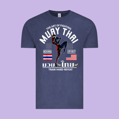 Thailand American Flag Muay Thai Boxing Train Hard Repeat T Shirt Vintage Tee Designed By Inspiradesign