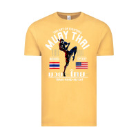 Vintage Mustard thailand american flag muay thai boxing train hard repeat t shirt Vintage Tee - InspiraDesign