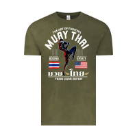 Vintage Olive thailand american flag muay thai boxing train hard repeat t shirt Vintage Tee - InspiraDesign