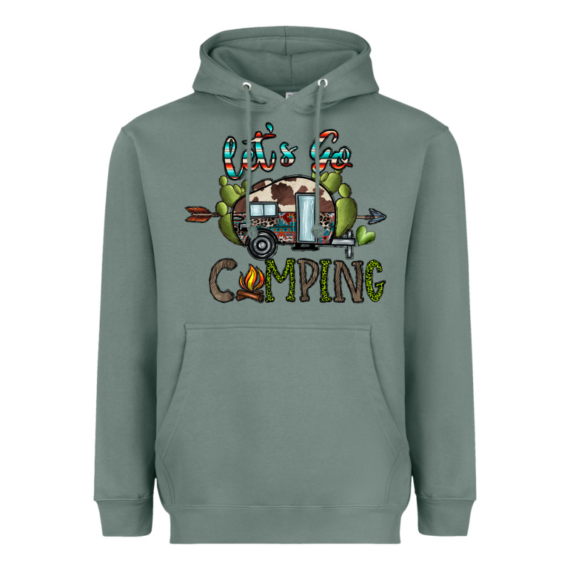 Let's Go Camping Heavyweight Hoodie by CowhideDigitalArt | Teevron