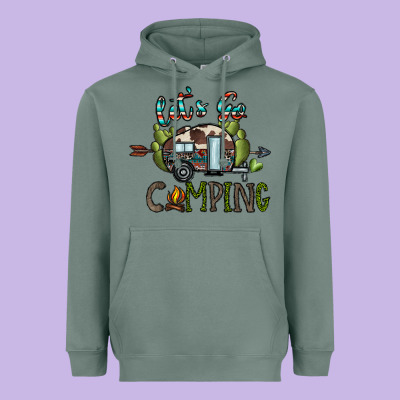 Let's Go Camping Heavyweight Hoodie Designed By Cowhidedigitalart