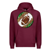 Burgundy American Football Round Carrings 2 Premium Hoodie - BundleAndBundleShop