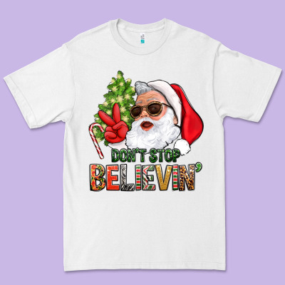 Don't Stop Believing Santa Premium Tee Designed By Bundleandbundleshop