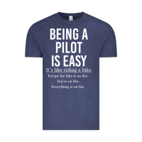 Vintage Denim Funny Pilot Gift Being A Pilot Is Easy Vintage Tee - ArtChic
