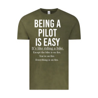 Vintage Olive Funny Pilot Gift Being A Pilot Is Easy Vintage Tee - ArtChic