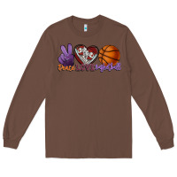Chestnut Peace love Basketball Long Sleeve Tee - HowdyJamesFarm