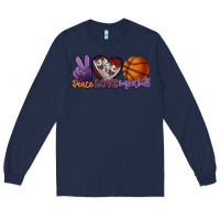 Navy Peace love Basketball Long Sleeve Tee - HowdyJamesFarm