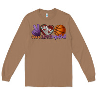 Toasted Coconut Peace love Basketball Long Sleeve Tee - HowdyJamesFarm