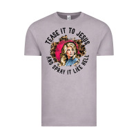 Vintage Zinc tease it to jesus and spray it like hell leopard western raglan baseba Vintage Tee - ArtChic