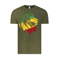 Vintage Olive Lion of Judah Reggae, Rasta, Ethiopia Jamaican Roots Vintage Tee - ArtChic