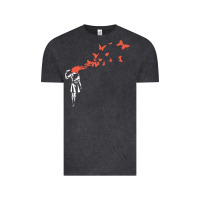 Vintage Black banksy headshot butterfly Vintage Tee - ArtChic