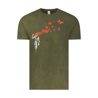 Vintage Olive banksy headshot butterfly Vintage Tee - ArtChic