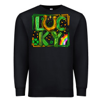 Black lucky horseshoe st patricks day leopard frame Premium Sweatshirt - LillyAllenDesigns