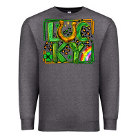 Charcoal Heather lucky horseshoe st patricks day leopard frame Premium Sweatshirt - LillyAllenDesigns
