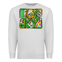 Dove Grey lucky horseshoe st patricks day leopard frame Premium Sweatshirt - LillyAllenDesigns