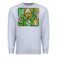 Heather Grey lucky horseshoe st patricks day leopard frame Premium Sweatshirt - LillyAllenDesigns