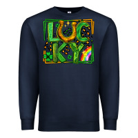 Navy lucky horseshoe st patricks day leopard frame Premium Sweatshirt - LillyAllenDesigns