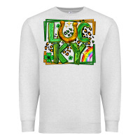 Oatmeal Heather lucky horseshoe st patricks day leopard frame Premium Sweatshirt - LillyAllenDesigns