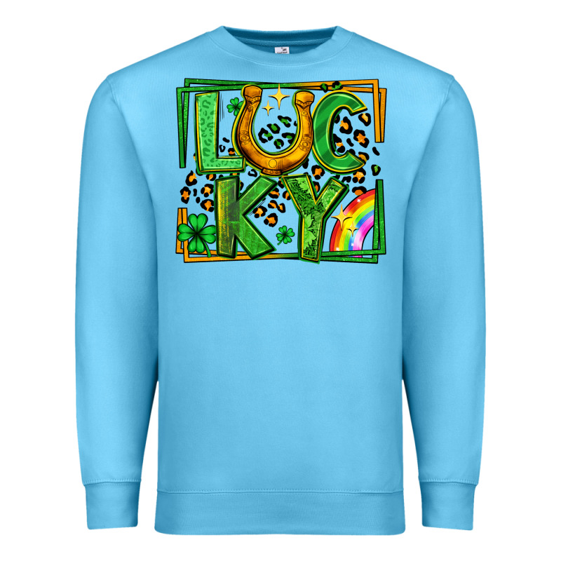 Lucky Horseshoe St Patricks Day Leopard Frame Premium Sweatshirt by LillyAllenDesigns | Teevron