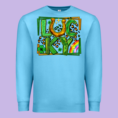 Lucky Horseshoe St Patricks Day Leopard Frame Premium Sweatshirt Designed By Lillyallendesigns