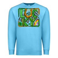 Ocean Blue lucky horseshoe st patricks day leopard frame Premium Sweatshirt - LillyAllenDesigns