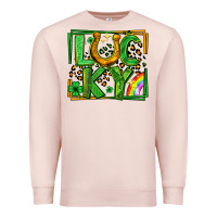Pale Pink lucky horseshoe st patricks day leopard frame Premium Sweatshirt - LillyAllenDesigns