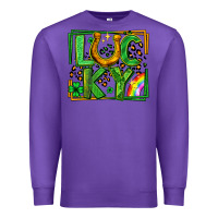 Purple lucky horseshoe st patricks day leopard frame Premium Sweatshirt - LillyAllenDesigns