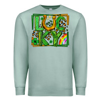 Seafoam lucky horseshoe st patricks day leopard frame Premium Sweatshirt - LillyAllenDesigns