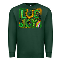 Sports Green lucky horseshoe st patricks day leopard frame Premium Sweatshirt - LillyAllenDesigns