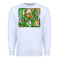White lucky horseshoe st patricks day leopard frame Premium Sweatshirt - LillyAllenDesigns