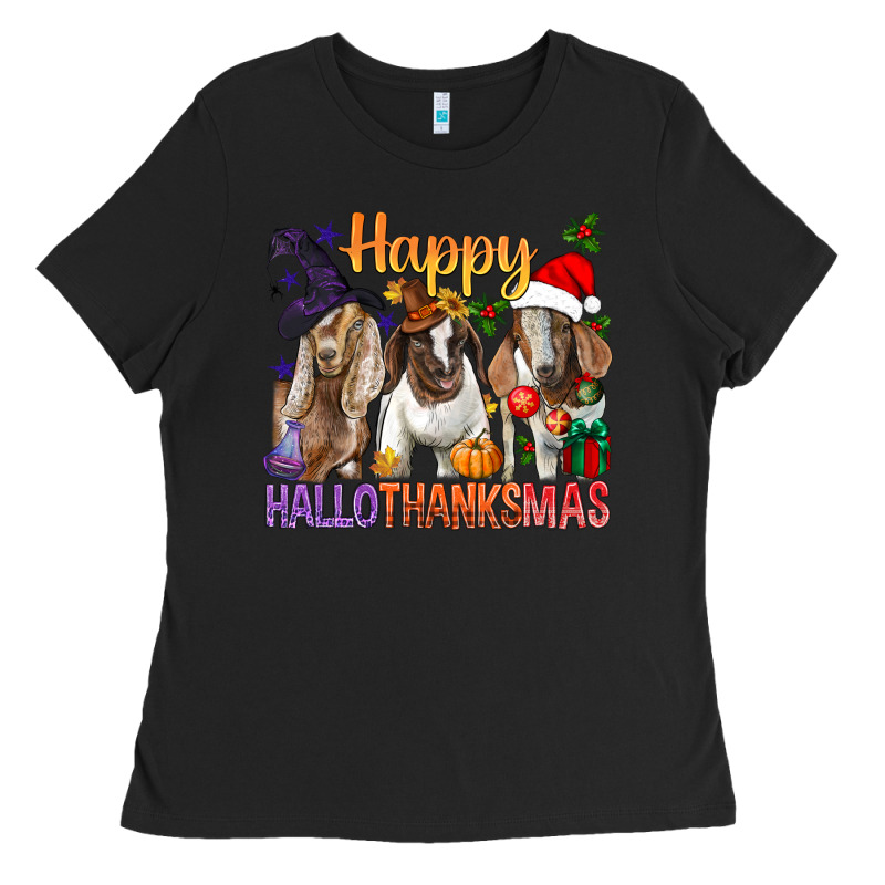 Happy Hallothanksmas Goats Ladies Tee by BundleAndBundleShop | Teevron