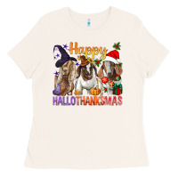 Bone Happy Hallothanksmas Goats Ladies Tee - BundleAndBundleShop