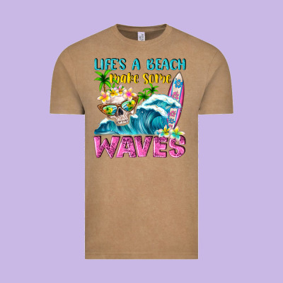 Life's A Beach Make Some Waves Vintage Tee Designed By Nancycooperartshop