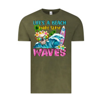 Vintage Olive Life's a beach make some waves Vintage Tee - NancyCooperArtShop