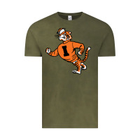 Vintage Olive Vintage Walking Angry Tiger Idaho State Vintage Tee - ArtChic