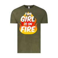 Vintage Olive This Girl Is On Fire Fierce Lady Woman Power Go Girls Fiery Vintage Tee - StudioElite