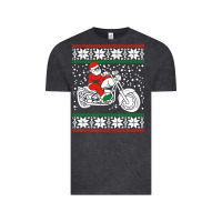 Vintage Black santa ridin motocycle Vintage Tee - StudioElite