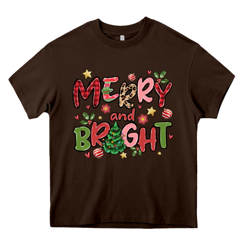 Merry And Bright Heavy Core Tee by MaliasSmallBusiness | Teevron