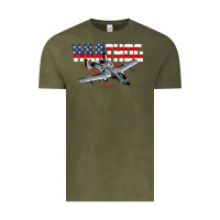 Vintage Olive Military Airplane A-10 Warthog American Flag Vintage Tee - StudioElite