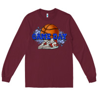 Burgundy game day basketball Long Sleeve Tee - HowdyJamesFarm